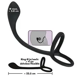 Ерекційне кільце Orion Black Velvets CockBall Ring+Plug - мініатюра 7