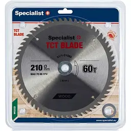 Диск відрізний Specialist+ по дереву 210x60Tx30/20/16 мм (51/1-21060)
