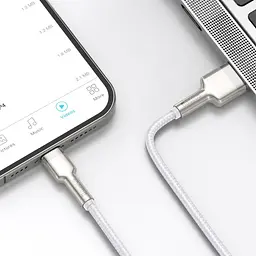 Кабель Baseus Cafule Metal Lightning 2.4A (1m) white (CALJK-A02) - мініатюра 6