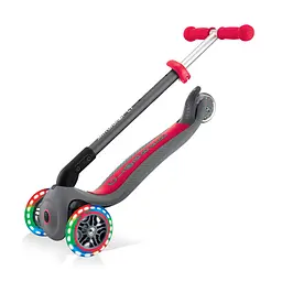 Самокат Globber Primo foldable lights, колеса з підсвічуванням, сіро-червоний (432-120-2) - мініатюра 7