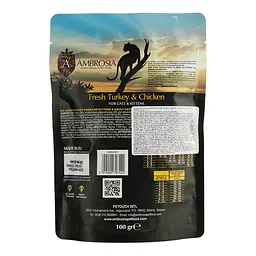 Сухий корм Ambrosia Grain Free для кошенят зі свіжою індичкою та куркою 100 г - мініатюра 3