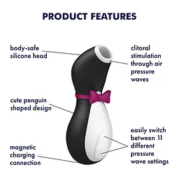 Вакуумний кліторальний стимулятор з вібрацією Satisfyer Pro Penguin Next Generation чорний - мініатюра 6