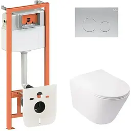 Набір Q-tap Nest 4 в 1 підвісний унітаз Swan Ultra Quiet 485x360x320 + комплект інсталяції QT16335179W45152