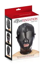 Каптур для БДСМ зі знімною маскою Fetish Tentation BDSM hood in leatherette with removable mask - мініатюра 3