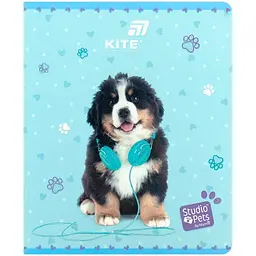 Зошит  Kite Studio Pets в клітинку 24 аркуші блакитний 