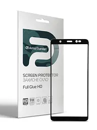 Захисне скло для TECNO POP 4 (BС2), Full Glue HD, 2.5D, повністю прозоре, на весь екран, глянцеве, загартоване 9H, повне проклеювання по всій поверхні, з чорною рамкою, протиударне, кришталево чітке зображення, ArmorStandart (ARM65103)