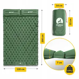 Килимок (каремат) надувний Mountain Goat 200 x 120 x 7 см двомісний з вбудованим насосом Navy Green (P-5905973403573) - мініатюра 4