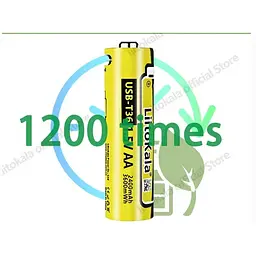 Набір акумуляторів з 4 шт LiitoKala USB-T36 + USB Type-C кабель зарядки - мініатюра 3