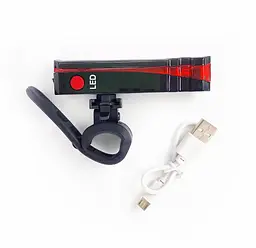 Велосипедна фара задня West Biking 200 Lm USB 1000 mAh з боковим лазером 10х2х3 см (G0000923) - мініатюра 3