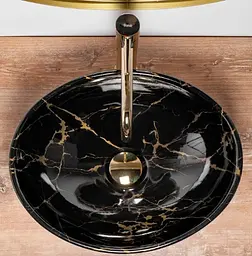 Умивальник Rea Sofia 41x34,5 black marble shiny (REA-U5611), Глянцева - мініатюра 3