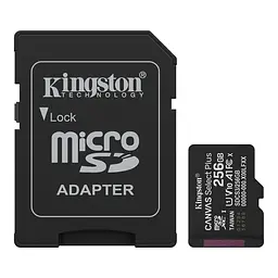 Карта пам`яті MicroSDXC 256GB UHS-I Class 10 Kingston Canvas Select Plus R150MB/s + SD-адаптер (SDCS3/256GB)