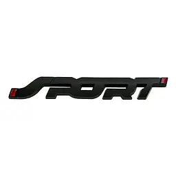 Емблема напис Sport Чорна 136х22мм метал (на скотчі)