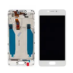 Дисплей для Meizu M5C з білим тачскрином і корпусною рамкою