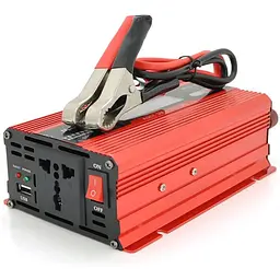 Інвертор напруги UKC + LCD, 500ВА(300Вт), 12/220V, approximated, 1 універсальна розетка, клем + крокодили