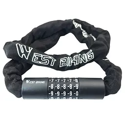 Велосипедний замок West Biking YP0705085 6 x 1200 мм ланцюговий кодовий чорний (G0001990)