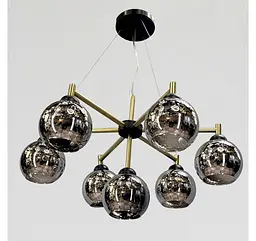 Підвісна люстра Artlight 7020/7 із сімома графітовими скляними плафонами E27, чорний і латунь, від 17-26 м² - мініатюра 3