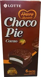 Печиво Lotte Choco Pie Cacao з маршмелоу в шоколадній глазурі 168 г (8801062475162)