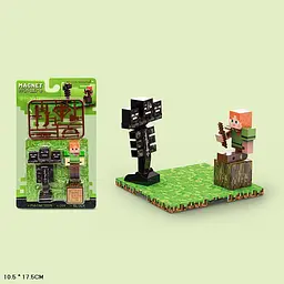 Магнітний конструктор із фігурками персонажів у стилі Minecraft на платформі 17,5x10,5 см (T9943)