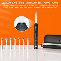 Електрична зубна щітка, що обертається з футляром Bitvae R2 8 насадок Black - мініатюра 4