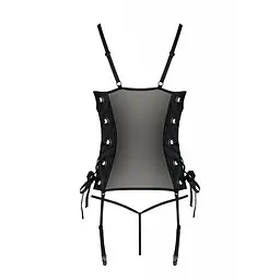 Сітчастий корсет з еко-шкіри з люверсами та знімними пажами Passion Malwia Corset, 6XL/7XL - мініатюра 4