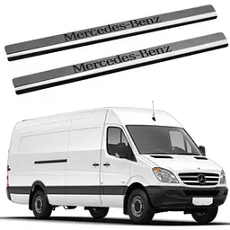 Накладки на пороги для Mercedes-Benz Sprinter (W906) 2006- Нержавіюча сталь із загином та Логотипом 4 шт (Premium P-ME06)