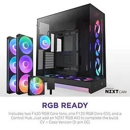 Корпус NZXT H9 Flow RGB+ Tempered Glass без БЖ Black (CM-H92FB-P1) - мініатюра 2