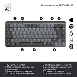 Клавіатура Logitech MX Mechanical Mini Illuminated UA Graphite (920-010782) - мініатюра 7
