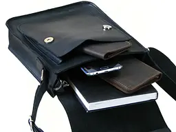 Чоловіча шкіряна сумка GS 23*21*6 см чорна (КЛ 001 черн) 200 - мініатюра 8