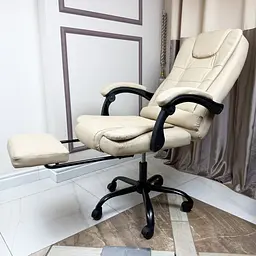 Крісло комп'ютерне DEXON OPTIMA з еко-шкіри з підставкою для ніг Бежевий - мініатюра 16
