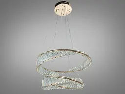 Підвісна LED-люстра Diasha D8812/600+400B G, кришталеві кільця Ø100 і Ø60 см, 86 W, пульт ДК
