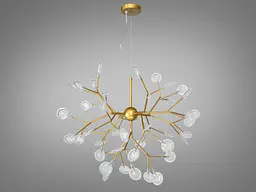Люстра стельова LED Diasha 887-45C GD Світлячок, 45 ламп, золото сатин, регульована висота 110 см, для спальні - мініатюра 2