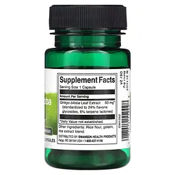 Натуральна добавка Swanson Ginkgo Biloba Extract 60 mg, 30 капсул - мініатюра 2