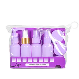 Дорожній набір із 7 флаконів для косметики в косметичці WH Travel Bottles Set, Фіолетовий