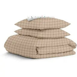 Комплект постільної білизни Cosas двоспальний з простирадлом на резинці BEIGE GEOMETRY CS6 180 x 220 см (CellAshbeige_El140-ColorBlots_180)