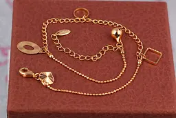 Браслет Xuping Jewelry на ногу ромбик коло овал 23 см домішка ланцюга 5 см золотистий