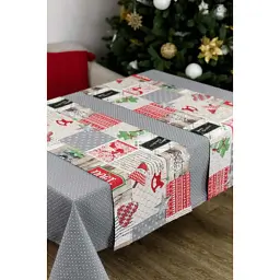 Скатертина Прованс Merry Christmas сіра 120x132 см (4823093451551) - мініатюра 3