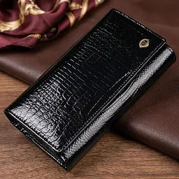 Лаковий жіночий гаманець з візитницею ST Leather 19403 чорний - мініатюра 1
