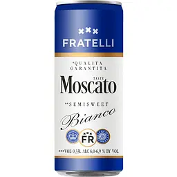 Набір напоїв винних Fratelli Moscato слабоалкогольних газованих: Bianco напівсолодкий білий + Bongo білий напівсолодкий + Maracuja Giallo білий напівсолодкий + Rosso червоний напівсолодкий + Fragolino Bianco білий напівсолодкий 3.3 л (10 шт. х 0.33 л) - мініатюра 2