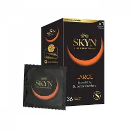 Презервативи Skyn Large безлатексні 36 шт — збільшений розмір, поліізопрен, комфорт та природні відчуття
