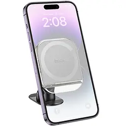 Автотримач Hoco H43 Crystal ring magnetic (center console) Gray - мініатюра 2