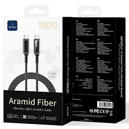 Дата кабель WIWU C079 Warriors Type-C to Type-C 100W 1.2 м Black - мініатюра 6
