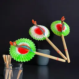 Шпажки для канапе, Павич, 12 см, 100 шт., дерево, для канапе, закусок, фруктів, десертів - мініатюра 4