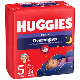 Підгузки-трусики Huggies Overnight 5 (12-17 кг) 96 шт. (4 п. x 24 шт.) - мініатюра 3