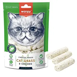 Ласощі для котів Wanpy Cat Grass & Chicken ВАНПІ сублімовані Котяча трава з куркою 20 г