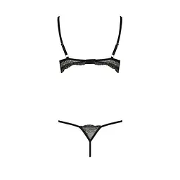 Комплект білизни VALERY Set OpenBra black - Passion Exclusive: стрепи: трусики відкритий ліф L/XL - мініатюра 6