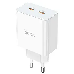 Адаптер живлення мережевий HOCO C108A Leader dual port (виходи 2C) 35W зарядний блок - мініатюра 2