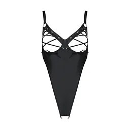 Боді з екошкіри Passion CELINE BODY 6XL/7XL black, з доступом, відкритий - мініатюра 3