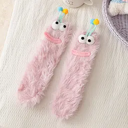 Шкарпетки дитячі пухнасті у вигляді рожевої гусениці One Size 4220
