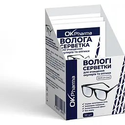 Вологі серветки OK Pharma для очищ окулярів та оптики 12 х 15 см 50 шт.  - мініатюра 3