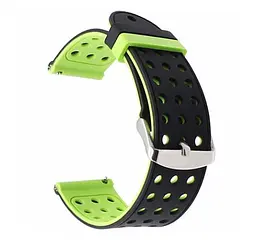 Подвійний ремінець Primo з перфорацією для годинника Samsung Galaxy Watch 42 мм (SM-R810) Black Green - мініатюра 2